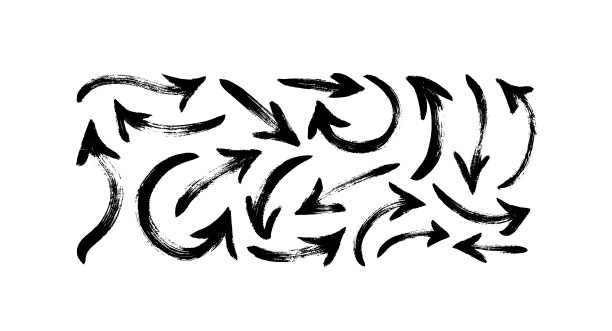 手绘箭头矢量图标集。图片下载