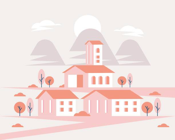 粉色建筑的城市景观图片下载