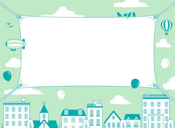 现代城市景观，城镇街道矢量横幅插画(文字空间)图片下载