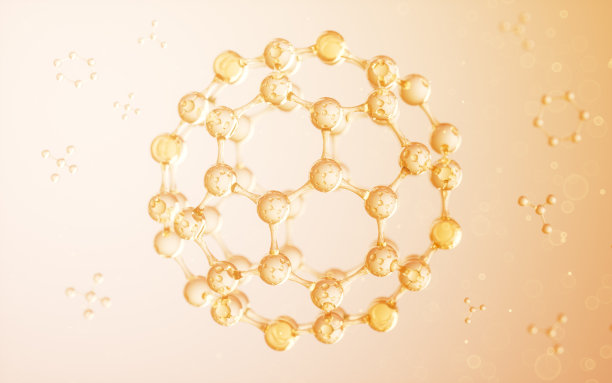 球形分子结构，生物技术概念，三维渲染。图片下载