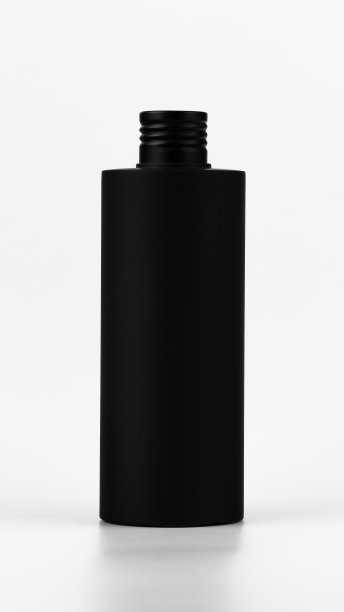 无品牌黑色塑料flacon化妆品产品垂直模型。护肤和美容品牌标识模板的文字和设计图片下载