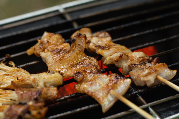 烧烤食物是一种很受欢迎的食物，人们很容易买到和吃到图片下载