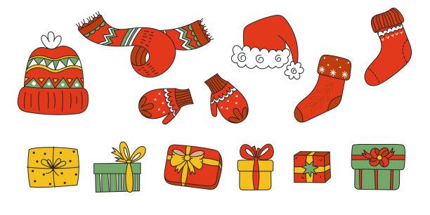 圣诞卡通符号向量集图片下载