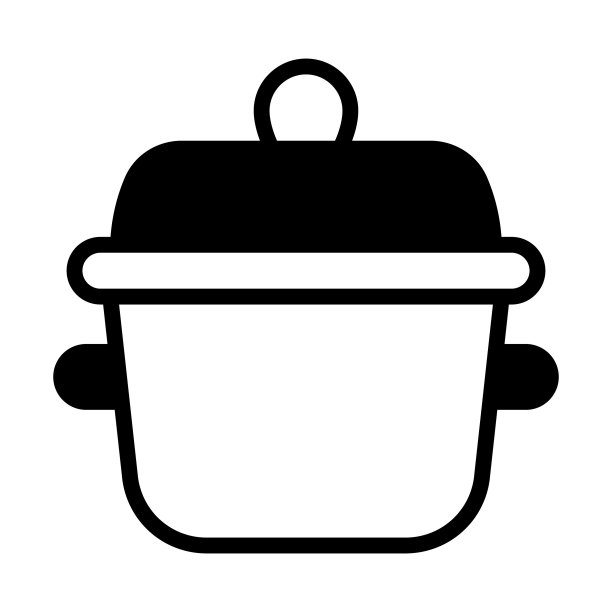 烹饪锅矢量黑色填充轮廓图标图片下载