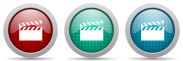 视频矢量图标集，光面网页按钮集合图片下载