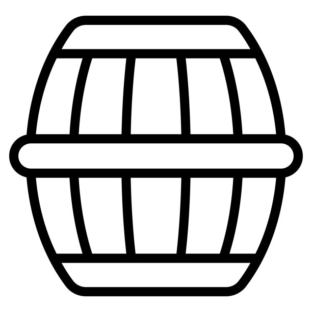 威士忌桶矢量轮廓图标。现代细线符号。传统元素的集合。图片下载