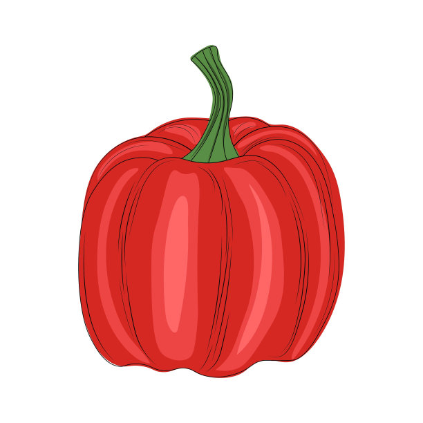 卡通风格的保加利亚红辣椒，孤立在白色背景的保加利亚红辣椒图片下载