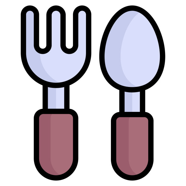 勺子矢量轮廓彩色图标。现代彩色轮廓符号。传统元素的集合。图片下载