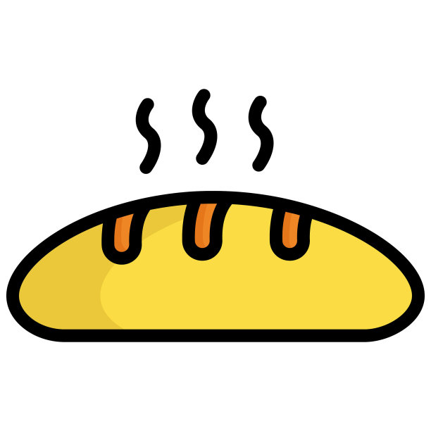 面包矢量轮廓彩色图标。现代彩色轮廓符号。传统元素的集合。图片下载