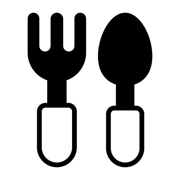 勺子矢量黑色填充轮廓图标。现代细线符号。传统元素的集合。图片下载