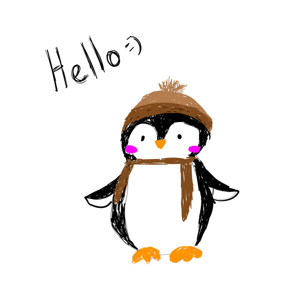 可爱的企鹅手绘风格。图片下载