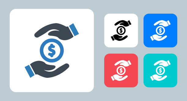 捐赠图标-矢量插图。慈善，捐赠，捐赠，给予，给予，钱，美元，基金，资助，手，支持，帮助，援助，标志，符号，平面，图标。图片下载