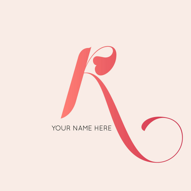 字母R标志。装饰心字母首字母。图片下载