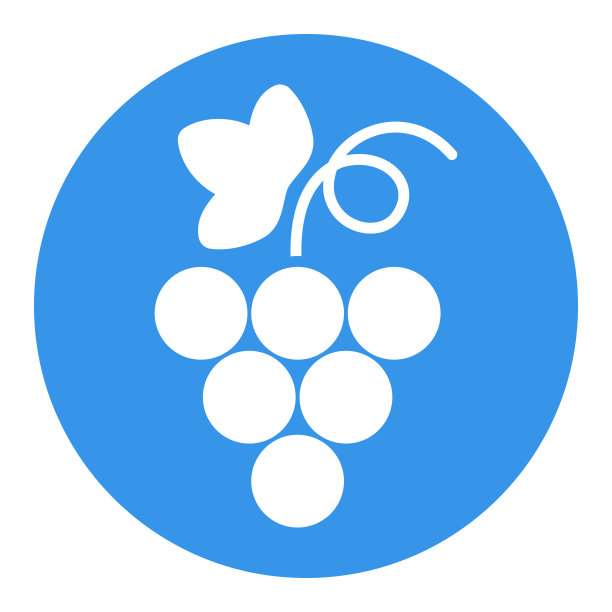 一束葡萄与叶矢量字形图标图片下载