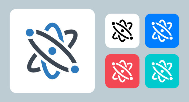 原子图标-矢量插图。原子，实验室，科学，研究，物理，能源，化学，原子，电子，分子，符号，符号，平面，图标。图片下载