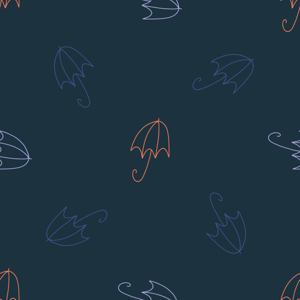 雨伞图标矢量插图。无缝模式。手绘彩色设计图片下载