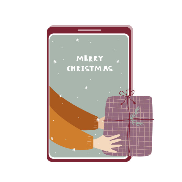 圣诞快乐手机概念。矢量手绘插图。图片下载
