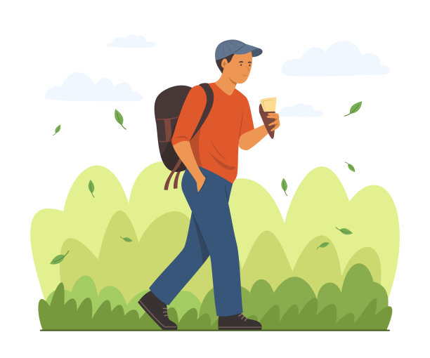 背包客在公园散步图片下载