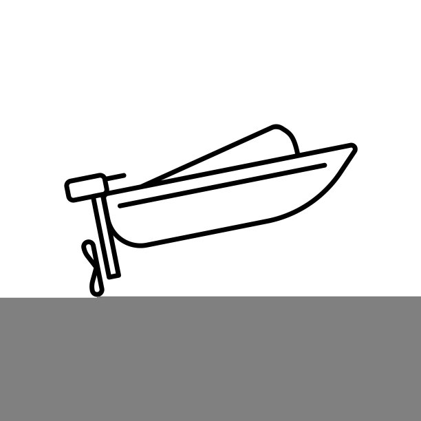 电动船图标，享受海洋或湖的边缘与小船。图片下载