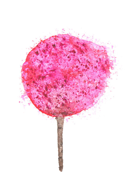 盛开的水彩粉色树。春天的花在树枝上盛开。美丽的图片下载