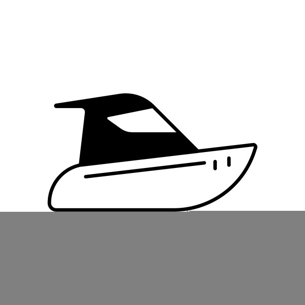 电动船图标，享受海洋或湖的边缘与小船。图片下载