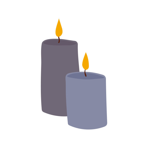 蜡烛插图。感恩节秋天的装饰元素。平面矢量插图，孤立在白色背景上。图片下载