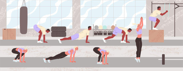 波比运动表演男女在健身房图片下载