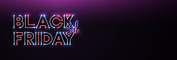 黑色星期五与霓虹灯led横幅。现代矢量背景横幅设计的促销，广告，网络，社交和广告图片下载