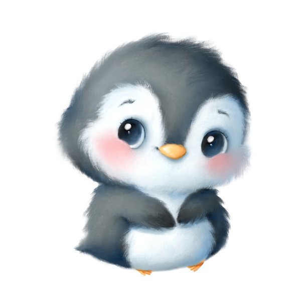 可爱的卡通企鹅插画。可爱的动物图片下载