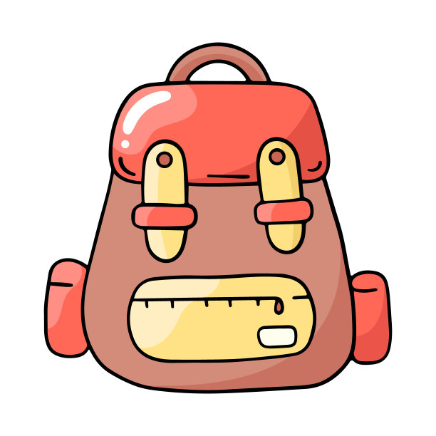 学校背包，矢量设计元素在风格的涂鸦，孤立在白色背景，手绘图片下载