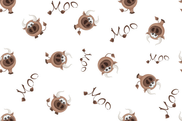 卡通小公牛无缝图案图片下载