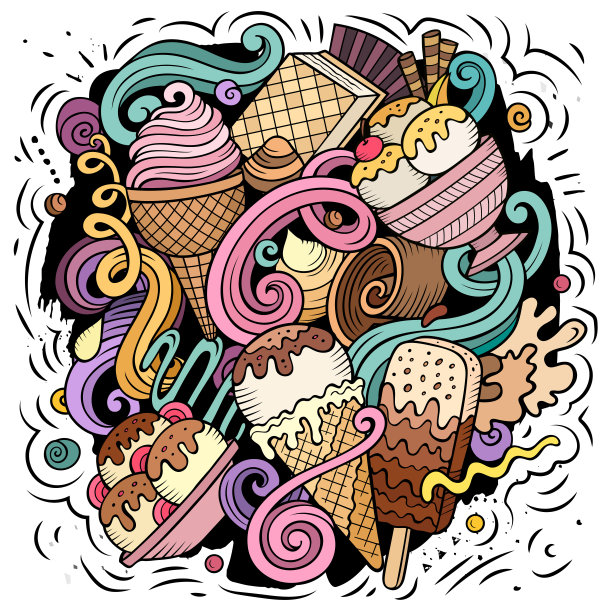 冰淇淋卡通矢量插图图片下载