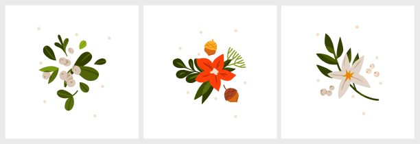 圣诞水彩画的花束浆果和绿叶安排集。手绘水彩元素适合装饰圣诞节日，新年邀请，或贺卡。图片下载