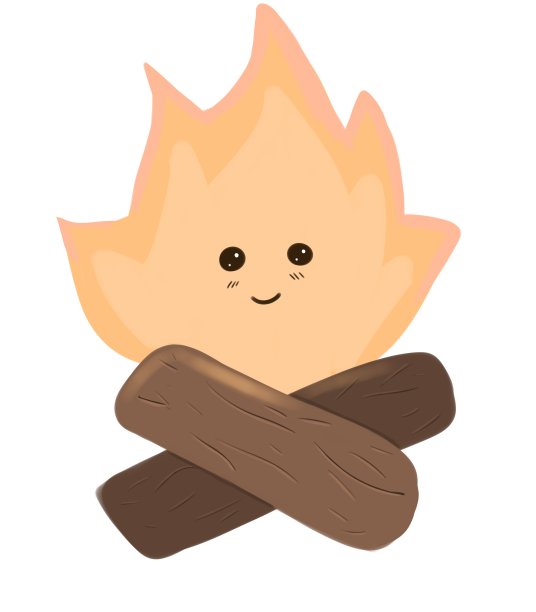 营火，圆木和带笑脸的火，彩色插图图片下载