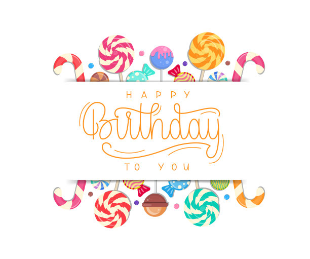 祝你生日快乐，用可爱的糖果装饰短语。图片下载
