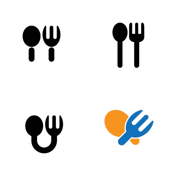 勺子和叉子标志图标维克多模板图片下载