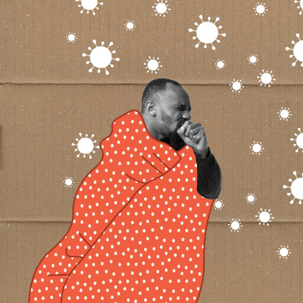 流行当代艺术拼贴或杂志风格的设计，关于病人的症状，病毒流感，头痛，猴痘。健康、护理、疾病、过敏、疼痛、保护、流行病的概念图片下载