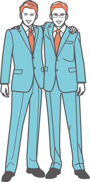 商人肩并肩，全身画像。图片下载