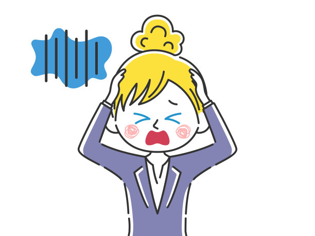 插图的白人女商人谁是担心她的头。图片下载