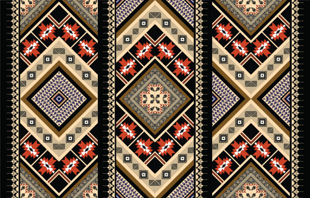 色彩斑斓的几何民族图案。东方的，西方的，阿兹特克的，部落传统的。图片下载