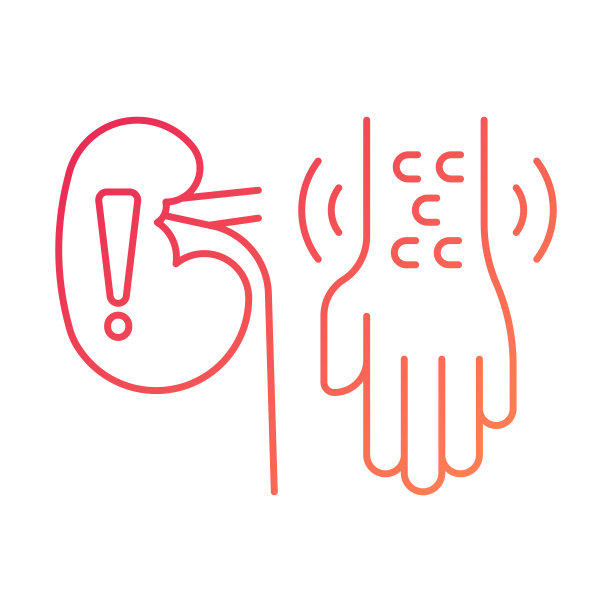 肾脏问题，症状，瘙痒，网页设计的直线渐变图标图片下载