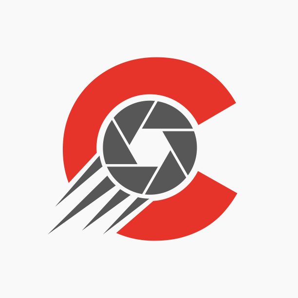 字母C摄影标志相机镜头概念。摄影相机符号向量模板图片下载