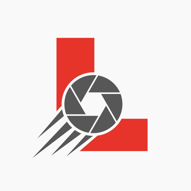 字母L摄影标志相机镜头概念。摄影相机符号向量模板图片下载