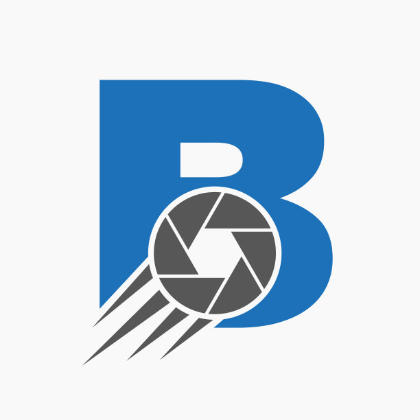 字母B摄影标志相机镜头概念。摄影相机符号向量模板图片下载