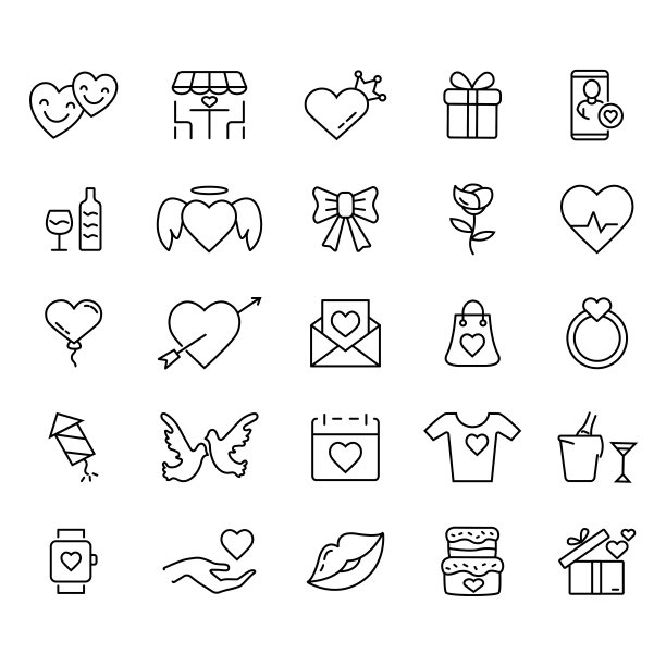 收藏情人节、庆祝偶像。简单的黑色符号。矢量插图。每股收益10图片下载