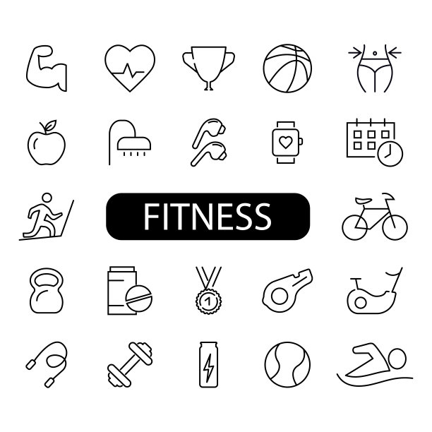 收藏健身、运动偶像。简单的黑色符号。矢量插图。每股收益10图片下载