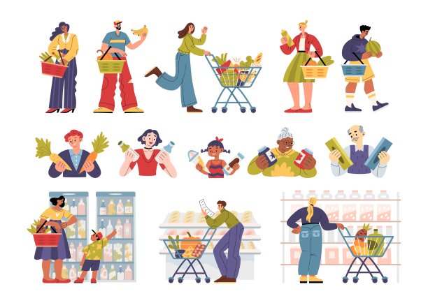 一群在超市购物的人素材图片