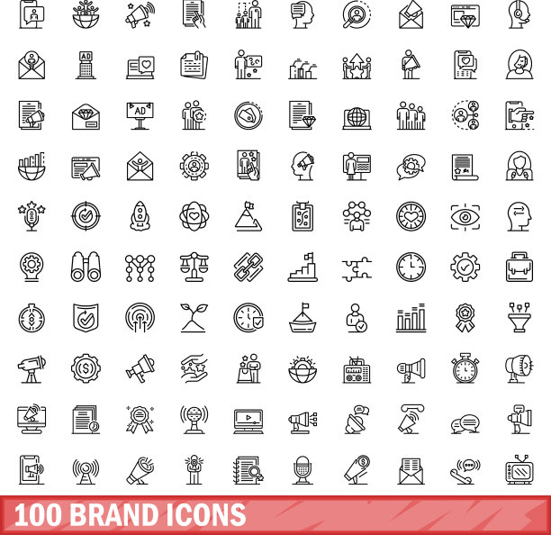 100个品牌图标轮廓风格合集图片下载