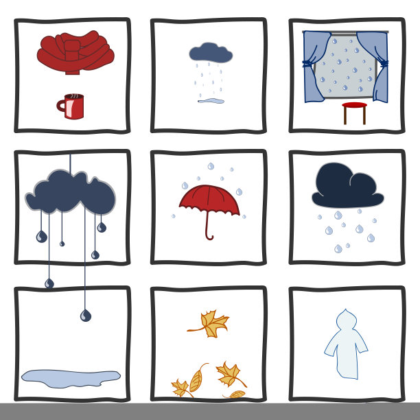 秋季活动对象设置。矢量彩色插图图片下载