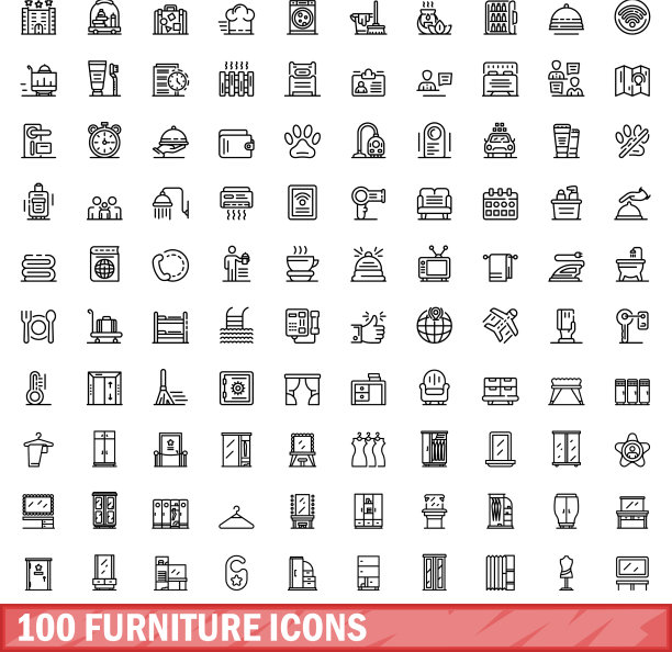 100个家具图标合集（轮廓风格）图片下载